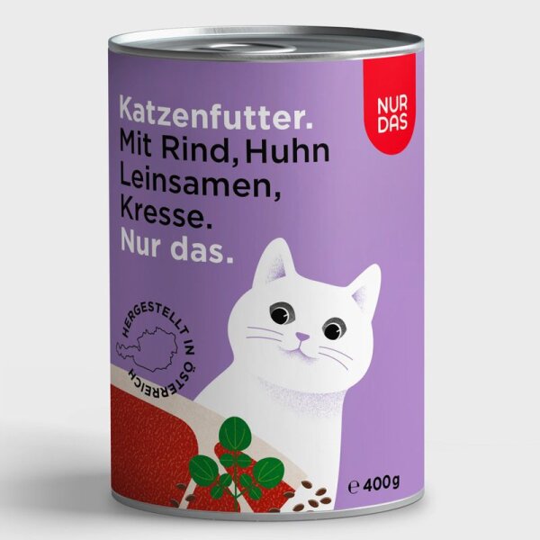NUR DAS Katze-Rind mit Leinsamen und Brunnenkresse 200g