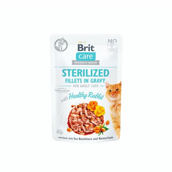 Brit Care Cat - Sterilized Filets in So&szlig;e mit gesundem Kaninchen 85gr