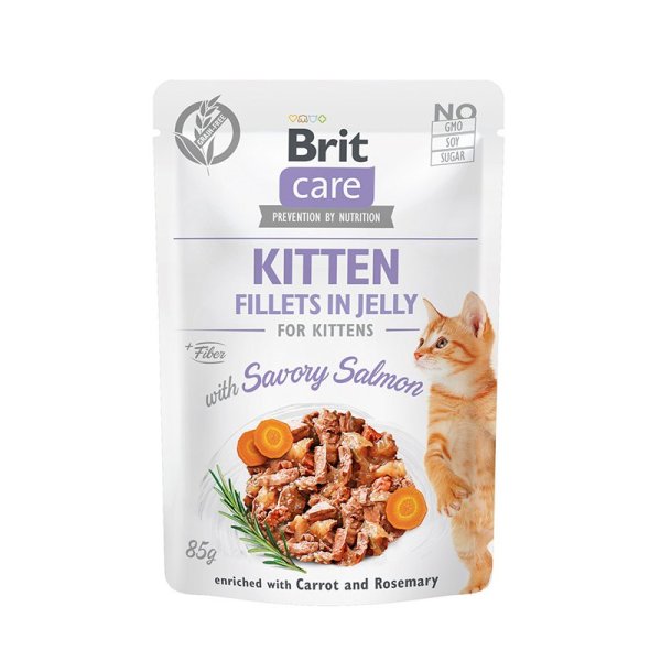 Brit Care Cat -Kitten  Filets in Gelee mit herzhaftem Lachs 85 gr