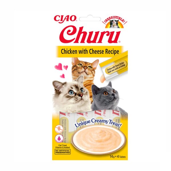 Churu Cat Snack  P&uuml;ree Huhn + K&auml;se 4 x 14 gr EU 107