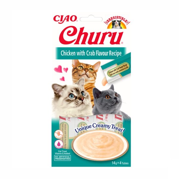 Churu Cat Snack  P&uuml;ree Huhn + Krabben  4 x 14 gr EU 109