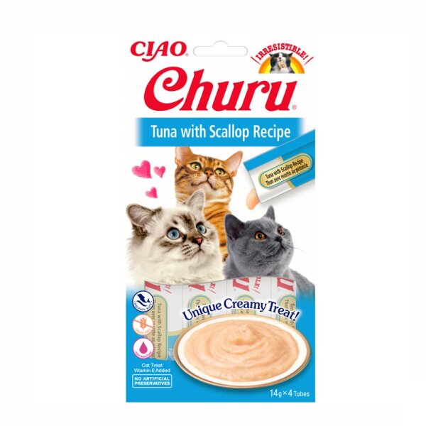 Churu Cat Snack  P&uuml;ree Thunfisch + Jakobsmuscheln   4 x 14 gr EU 104