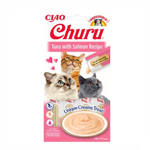 Churu Cat Snack P&uuml;ree Thunfisch + Lachs 4 x 14 gr EU 106