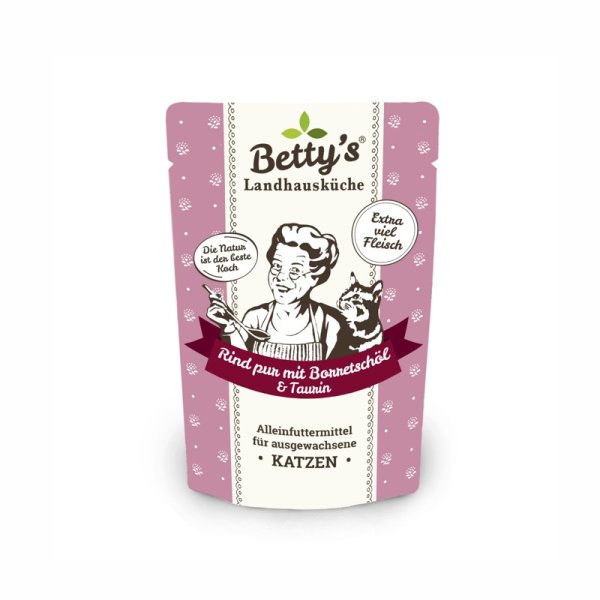 Bettys Landhausküche Katze  Rind pur mit Borretschöl 100gr