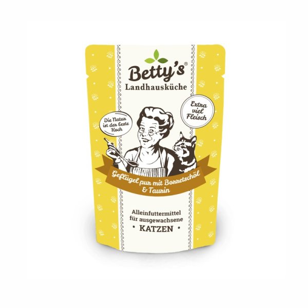 Bettys Landhausküche Katze  Geflügel pur mit Borretschöl 100gr