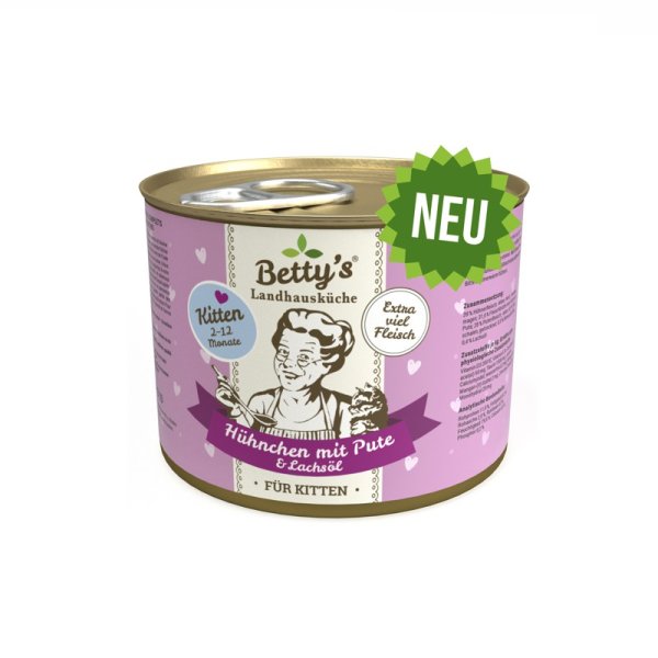 Bettys Landhausküche Katze Kitten  Huhn mit Pute &Lachsöl 200gr