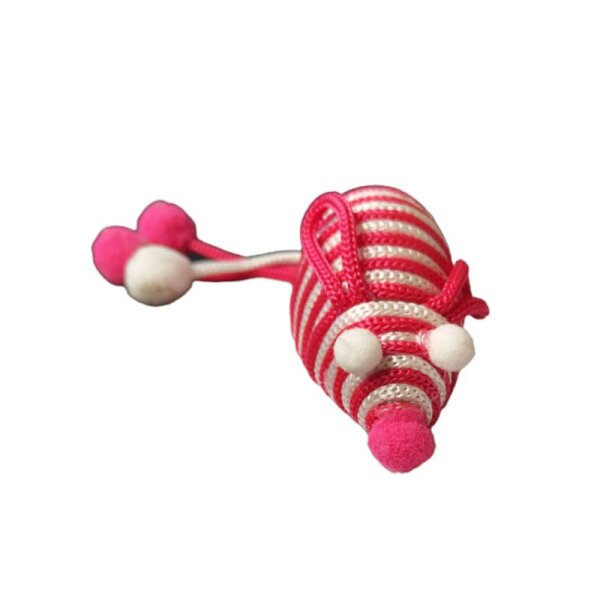 Maus mit Rassel 8 cm rosa / wei&szlig;