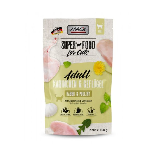 Mac&acute;s Pouch Cat Kaninchen & Gefl&uuml;gel & L&ouml;wenzahn 100gr