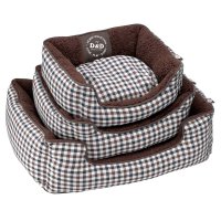 Kuschelbett mit Karomuster braun