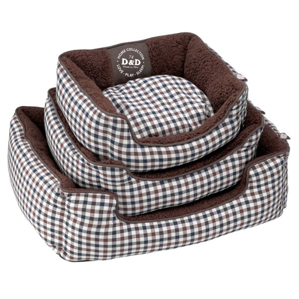 Kuschelbett mit Karomuster braun