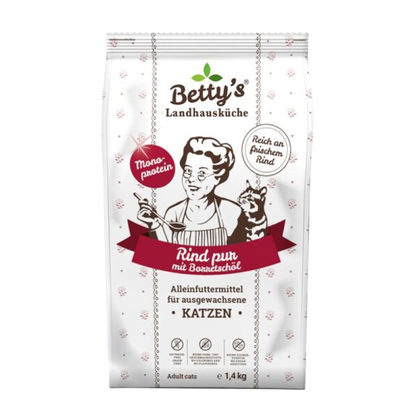 Bettys Landhausk&uuml;che Katze Trockenfutter Rind pur 1,4kg