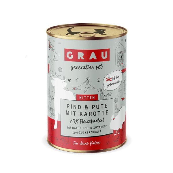 Grau Kitten Rind & Pute mit Karotte 400gr