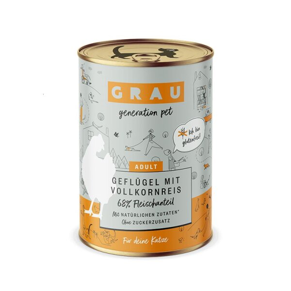 Grau Gefl&uuml;gel mit Vollkornreis 400gr