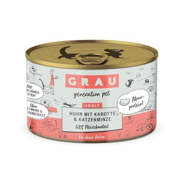Grau Huhn mit Karotte & Katzenminze 200gr