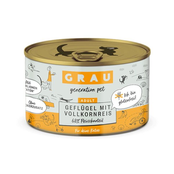 Grau Gefl&uuml;gel mit Vollkornreis 200gr