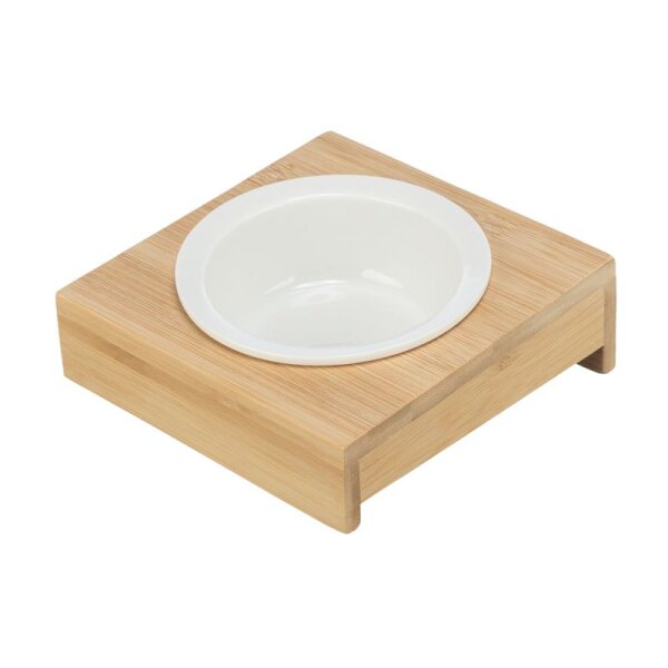 Keramiknapf mit Bambushalter 0,25 l 12 cm wei&szlig; / hellbraun